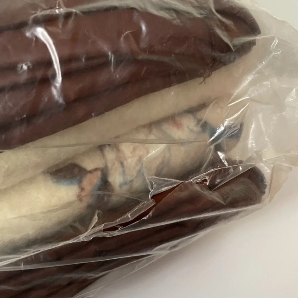Esmond‎ Brown Floral Satin Trim Twin Fleece Polyester Blanket NOS